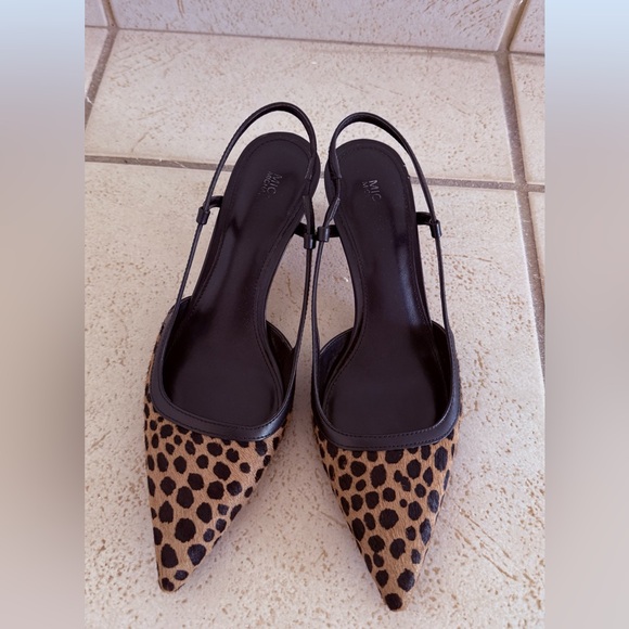 Michael Kors Alora Pointed Toe Mid Leopard Print Slingback Heels - Picture 2 of 4